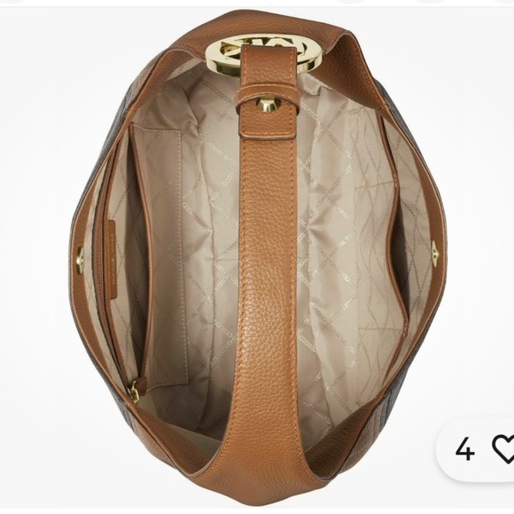 Michael Kors Fulton Signature Brown/Acorn Large Hobo Shoulder Bag - Picture 2 of 6